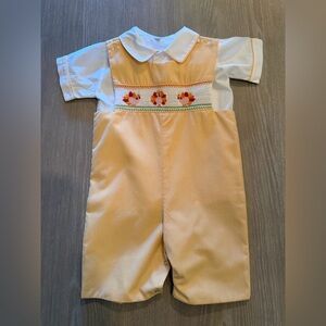 Caroselwear Boy’s smocked embroidered Turkey Jon Jon set, 24m